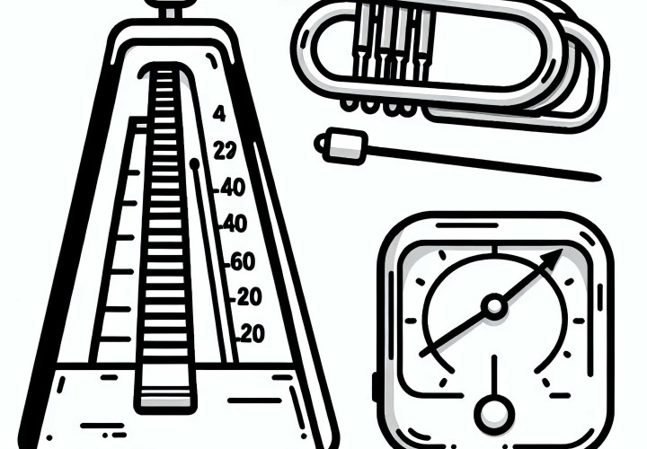 Metronome coloring page for brass instruments – Free download