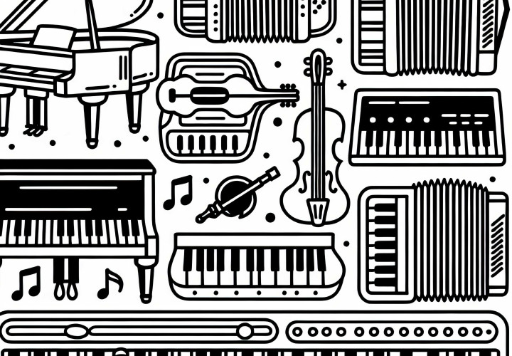 Free Download of Keyboard Instruments Coloring Page