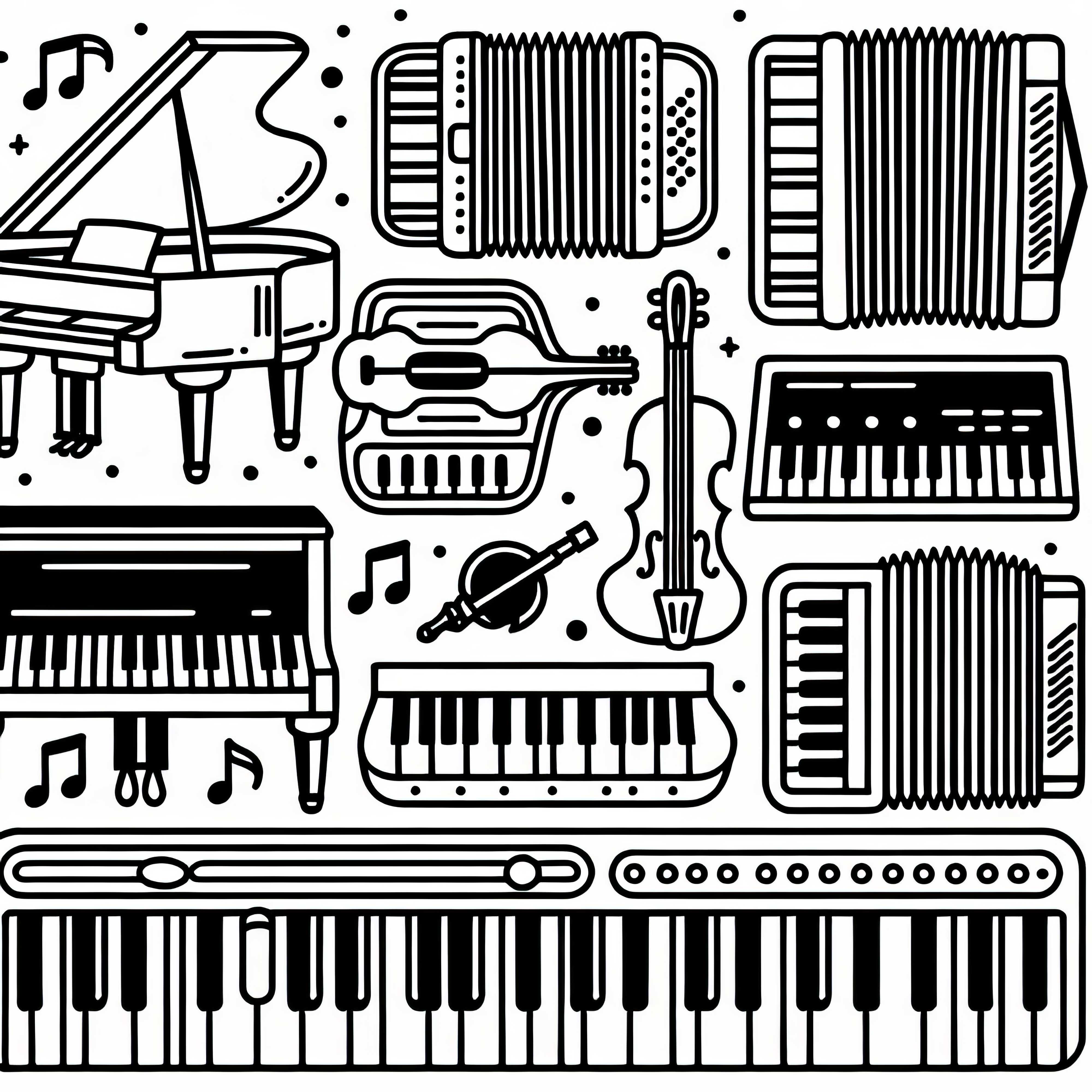 Free Download Coloring Page of Keyboard Instruments Keyboard Instruments Coloring Page Free Download