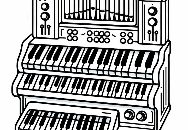 Free coloring page of an organ - keyboard instrument to color