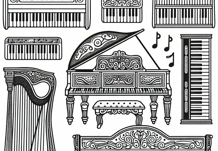 Harpsichord Coloring Page: Free Keyboard Instrument