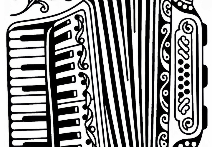 Coloring page of an accordion - keyboard instrument for coloring