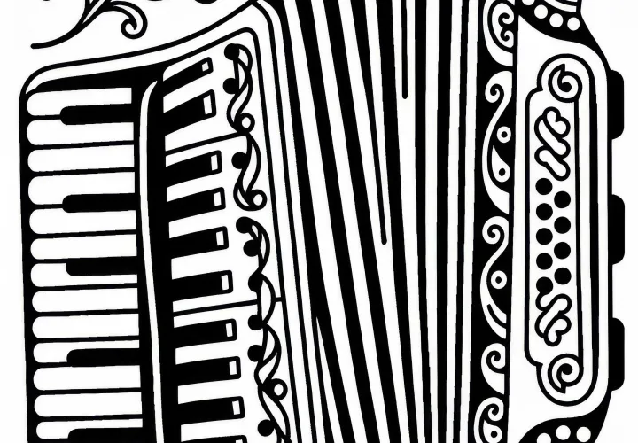 Coloring page of an accordion - keyboard instrument for coloring