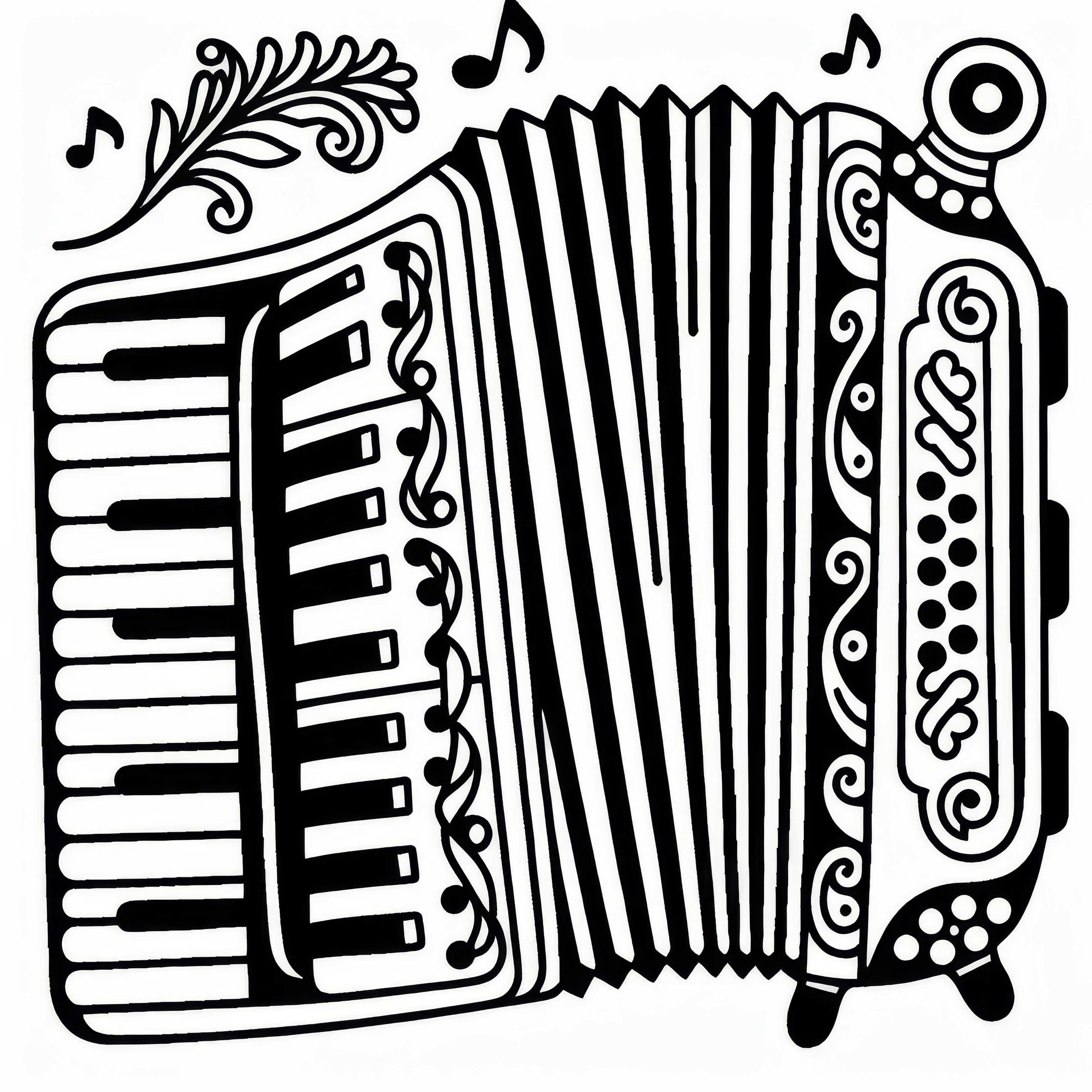 Coloring page of an accordion &ndash; keyboard instrument to color in
