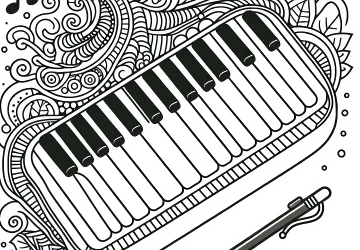 Melodica coloring template for a keyboard instrument Free