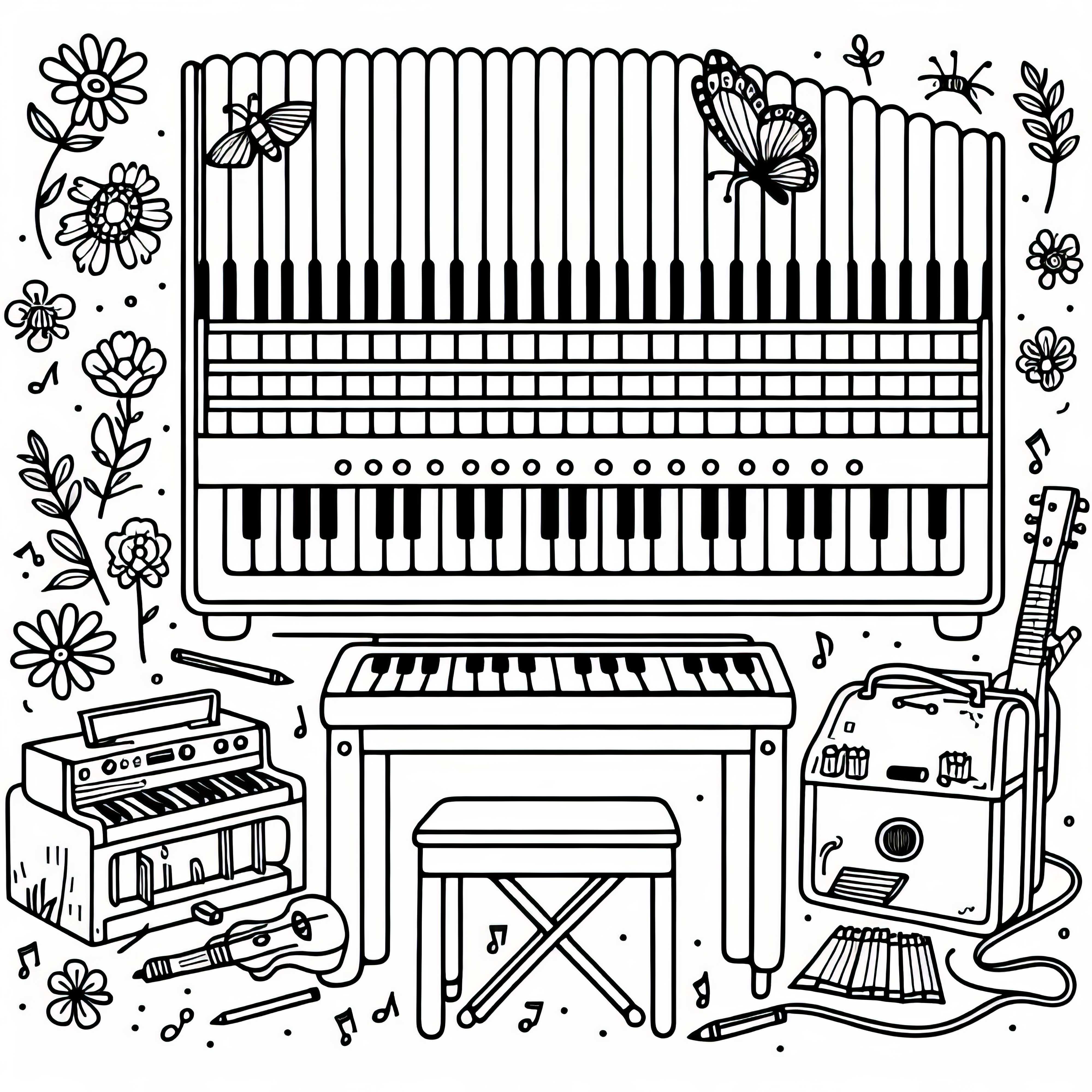Harmonium Coloring Page – Free Keyboard Instrument for Download Harmonium Coloring Page - Free Keyboard Instrument to Download