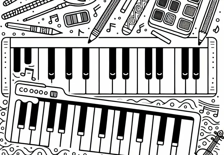 Free keyboard coloring template for keyboard instruments