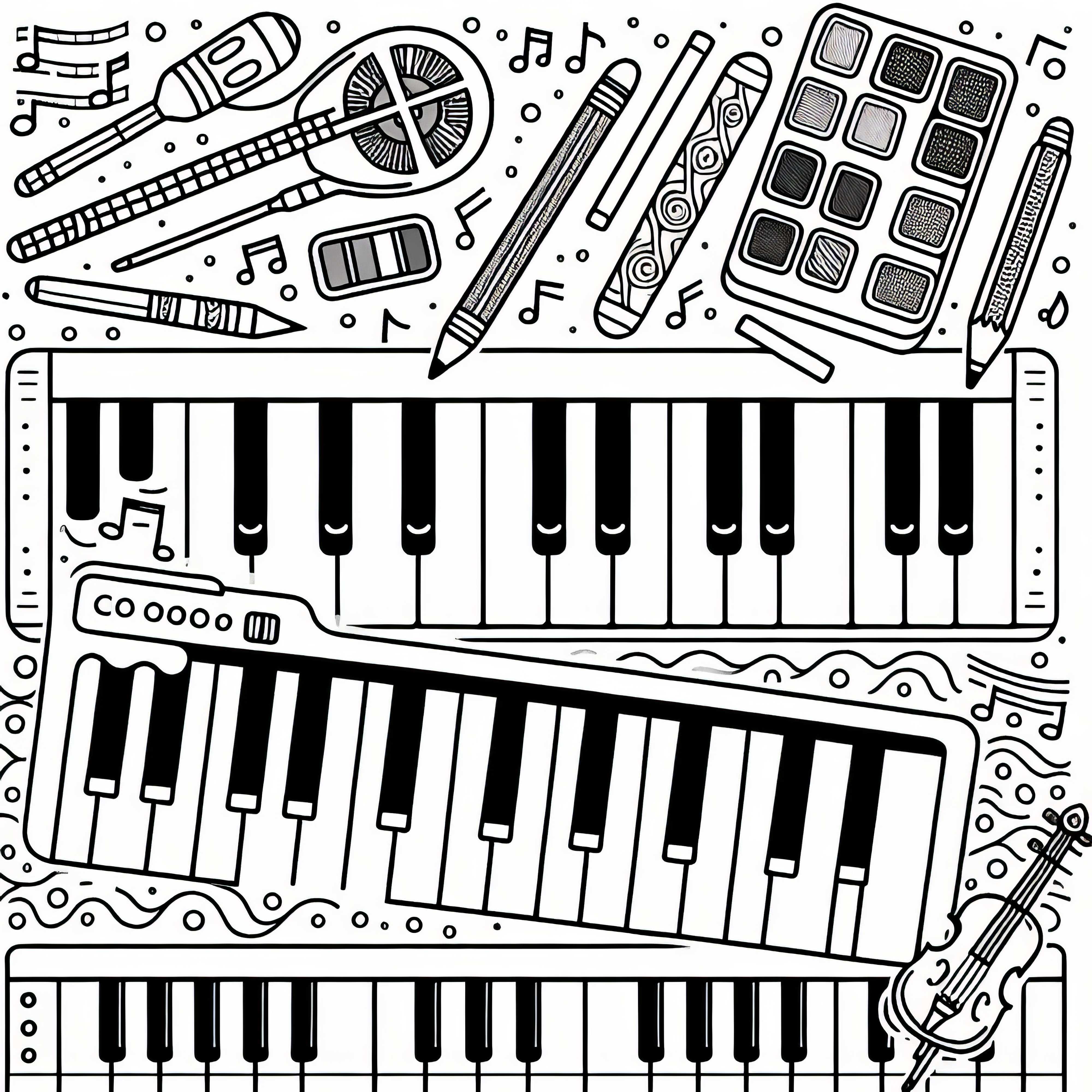 Free keyboard coloring template for keyboard instruments