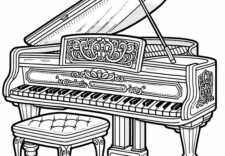 Coloring page of keyboard instruments - Free download