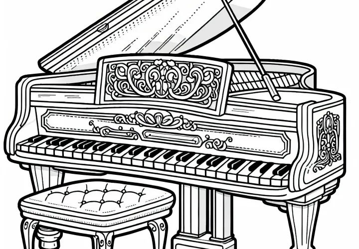 Coloring page of keyboard instruments - Free download