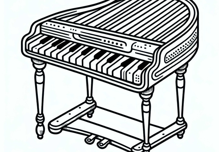 Spinet coloring template for a keyboard instrument to color