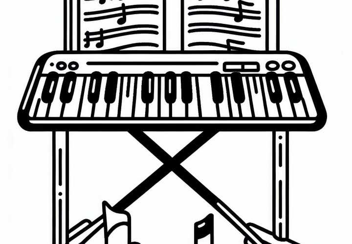 Coloring page of a music stand for keyboard instrument accessories - Free