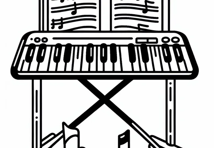 Coloring page of a music stand for keyboard instrument accessories - Free
