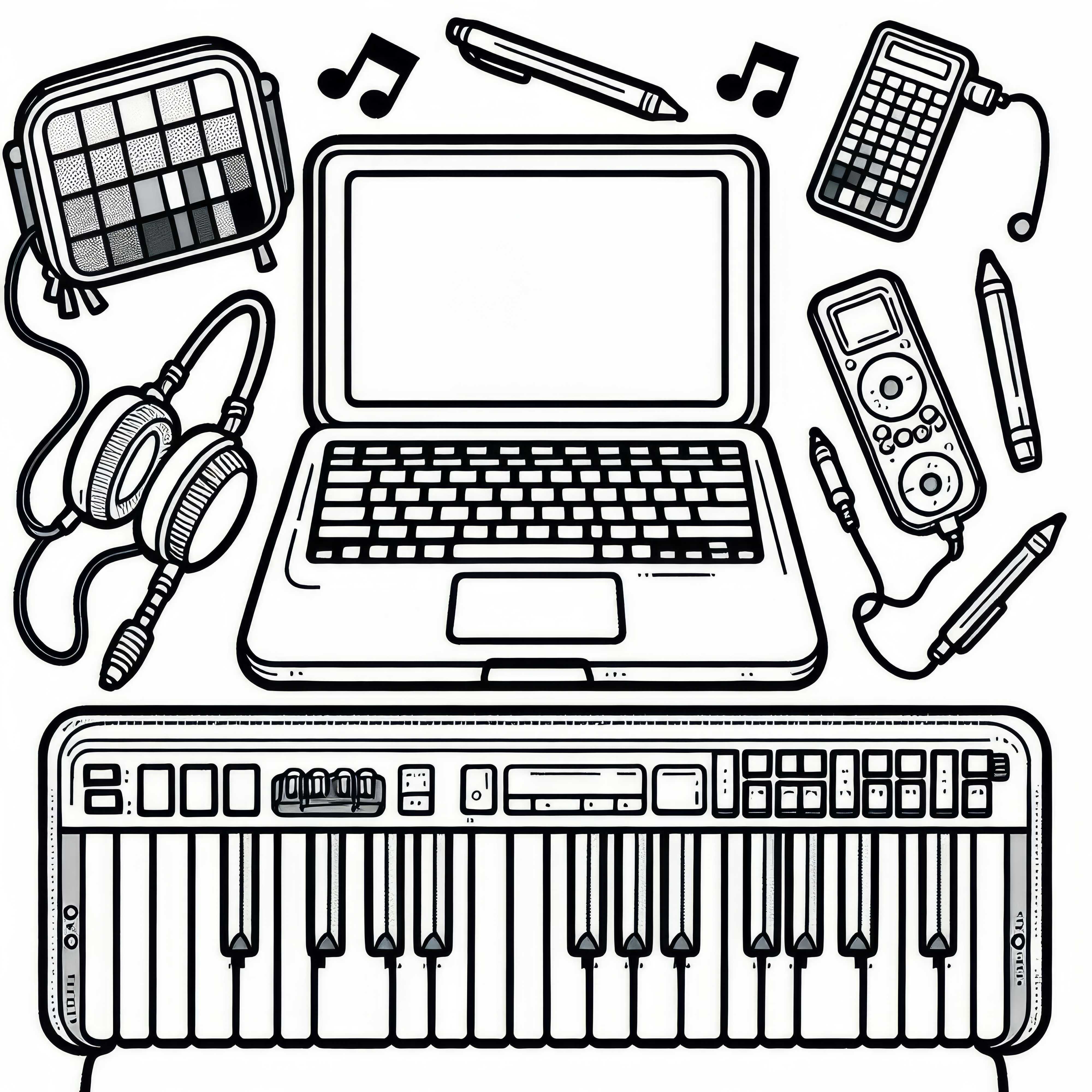 Keyboard coloring template for keyboard instruments Free download