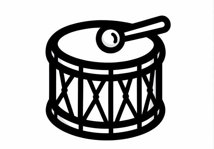 Drum coloring picture as a percussion instrument for free download