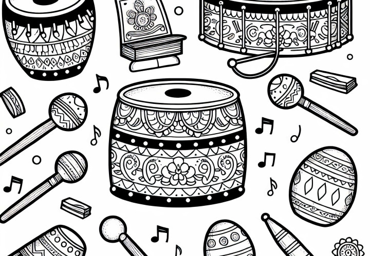 Free coloring pages of percussion instruments