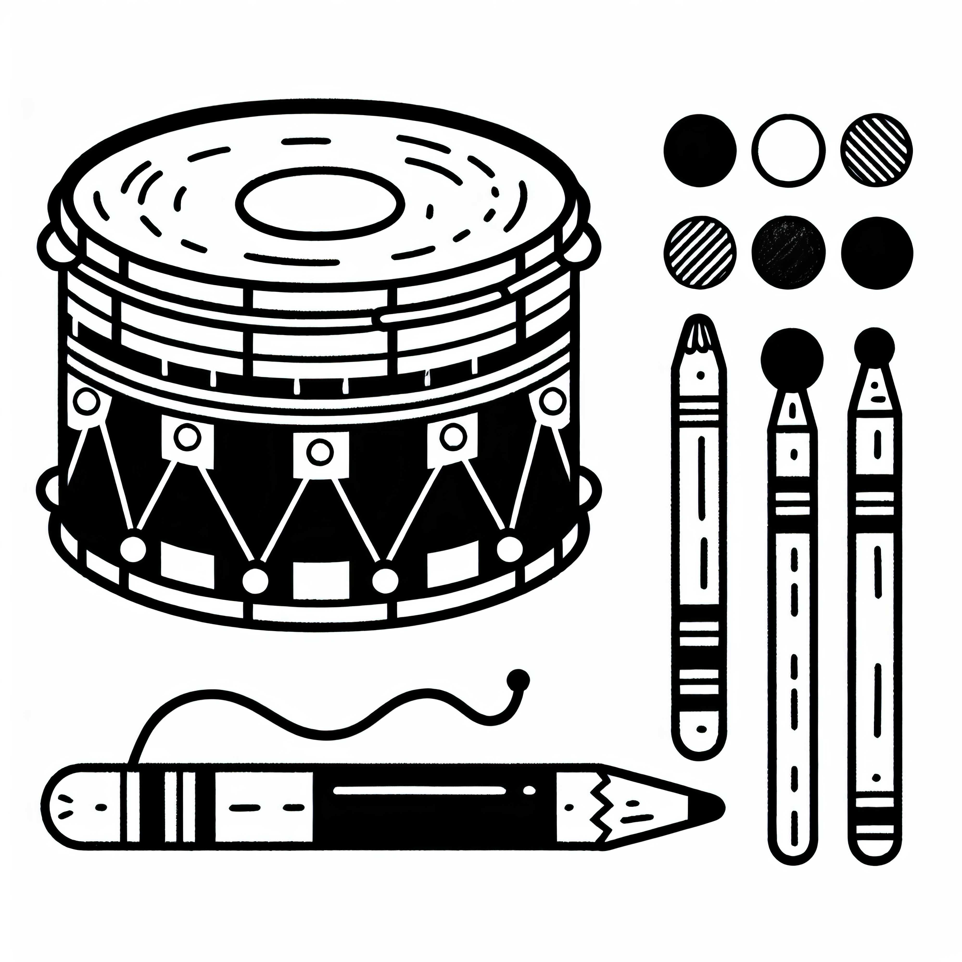 Coloring page of a bass drum - Free percussion instrument