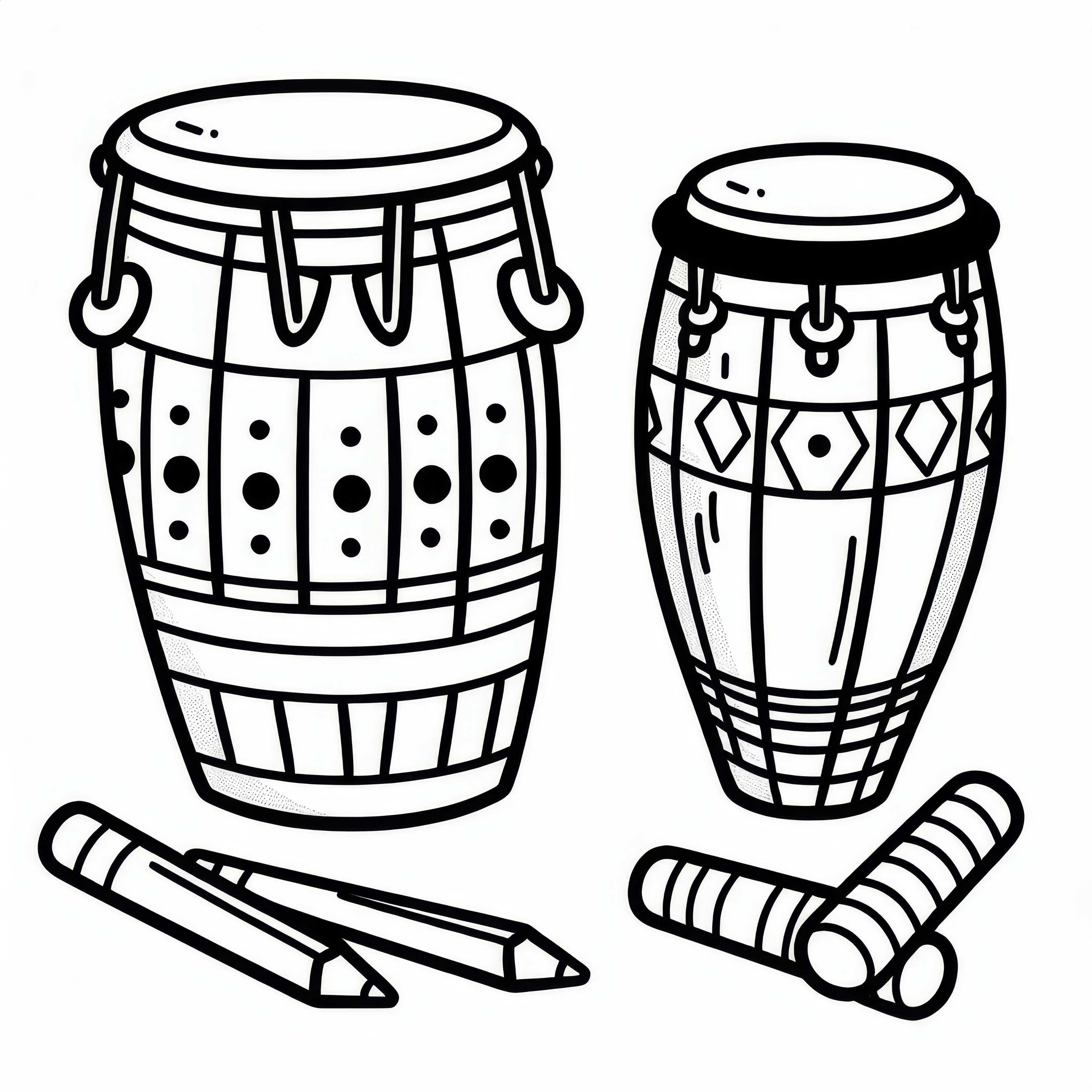Coloring page of a conga - Free percussion instrument to download