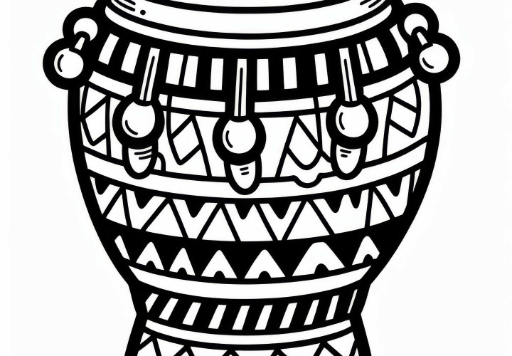 Bongo coloring template for a percussion instrument available for free download