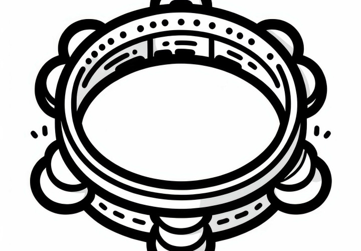 Tambourine coloring template for percussion instruments – Download for free