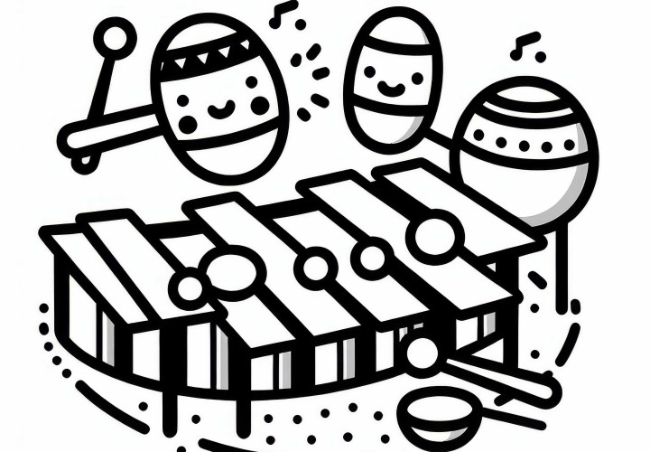 Marimba coloring template for percussion instruments - Free