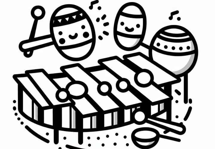 Marimba coloring template for percussion instruments - Free