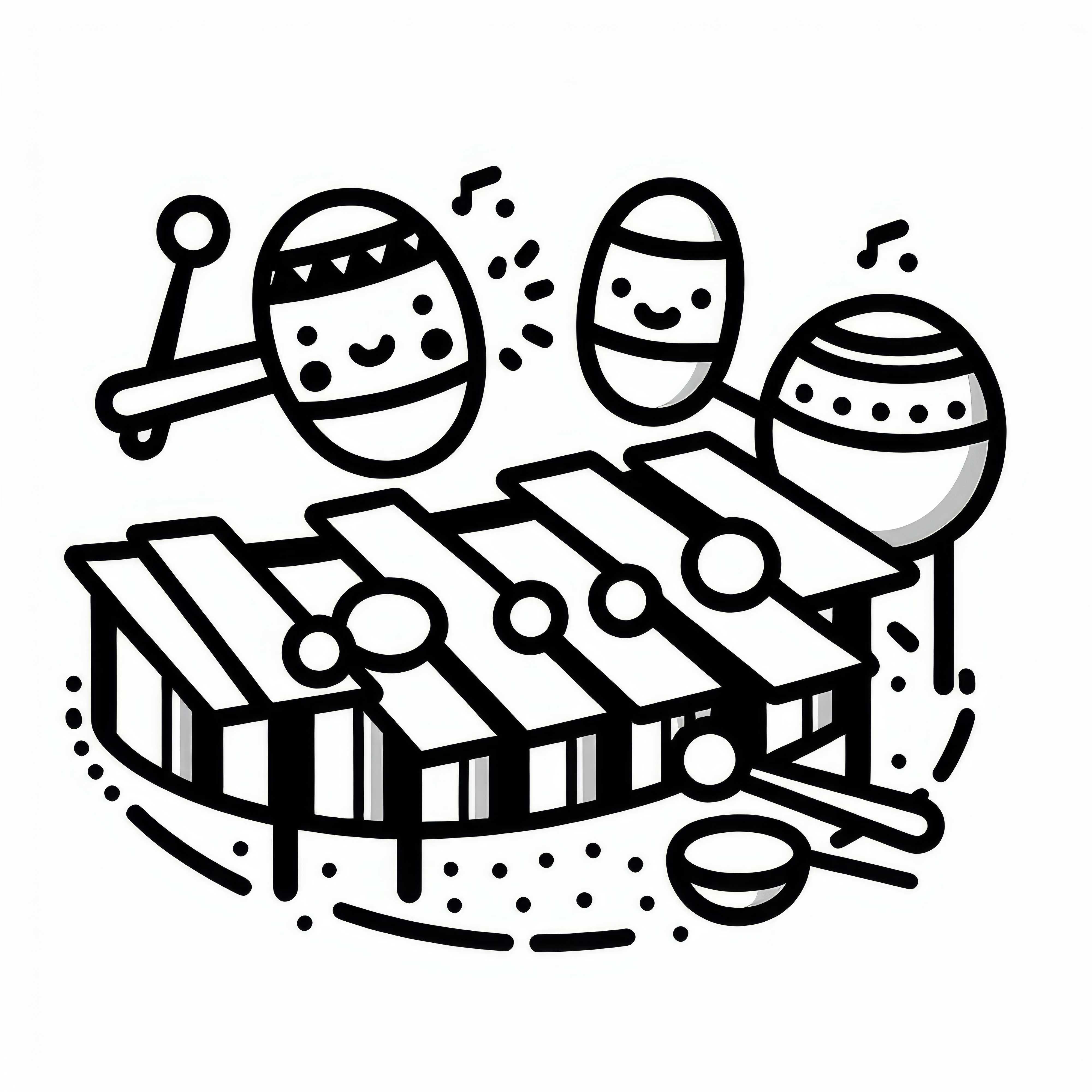 Marimba coloring page for percussion instruments - Free