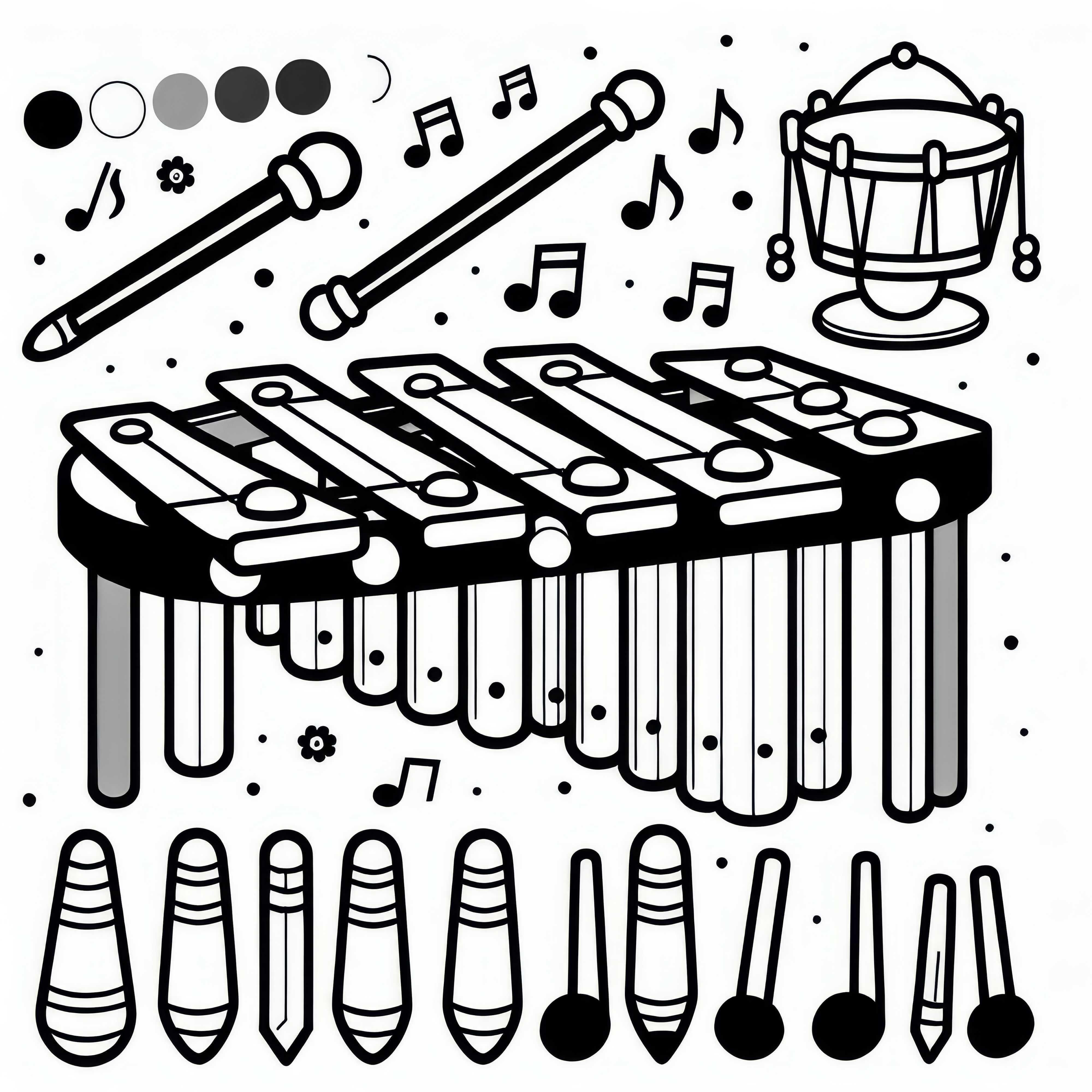 Free glockenspiel coloring template for percussion instruments