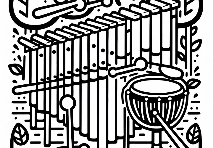 Free downloadable vibraphone coloring page for percussion instruments