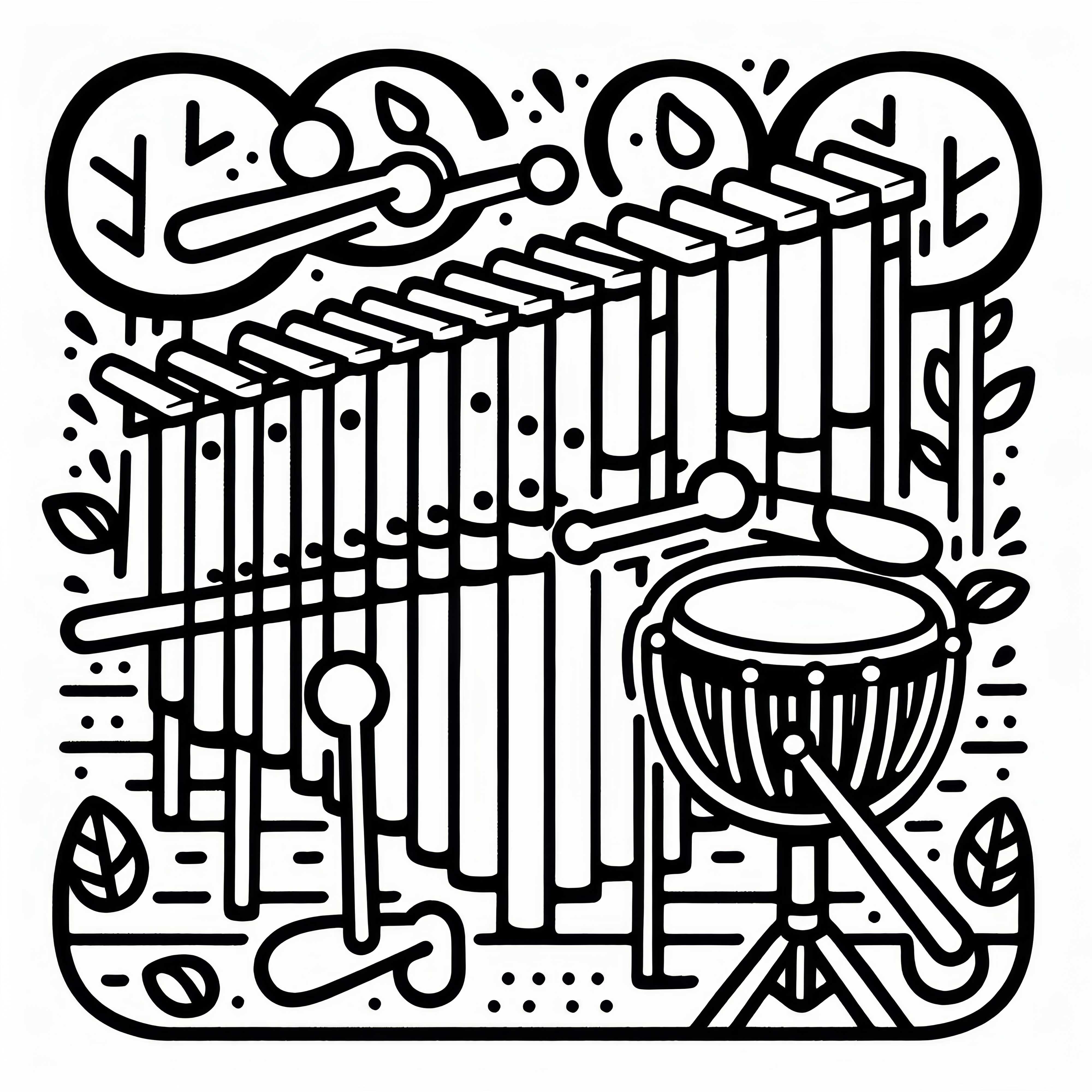 Vibraphone coloring page for percussion instruments available for free download
