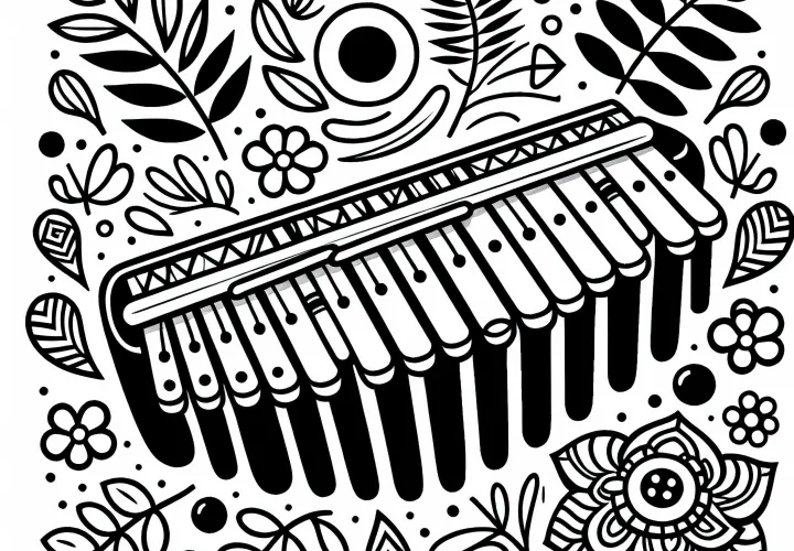 Kalimba coloring page for percussion instruments – Free download