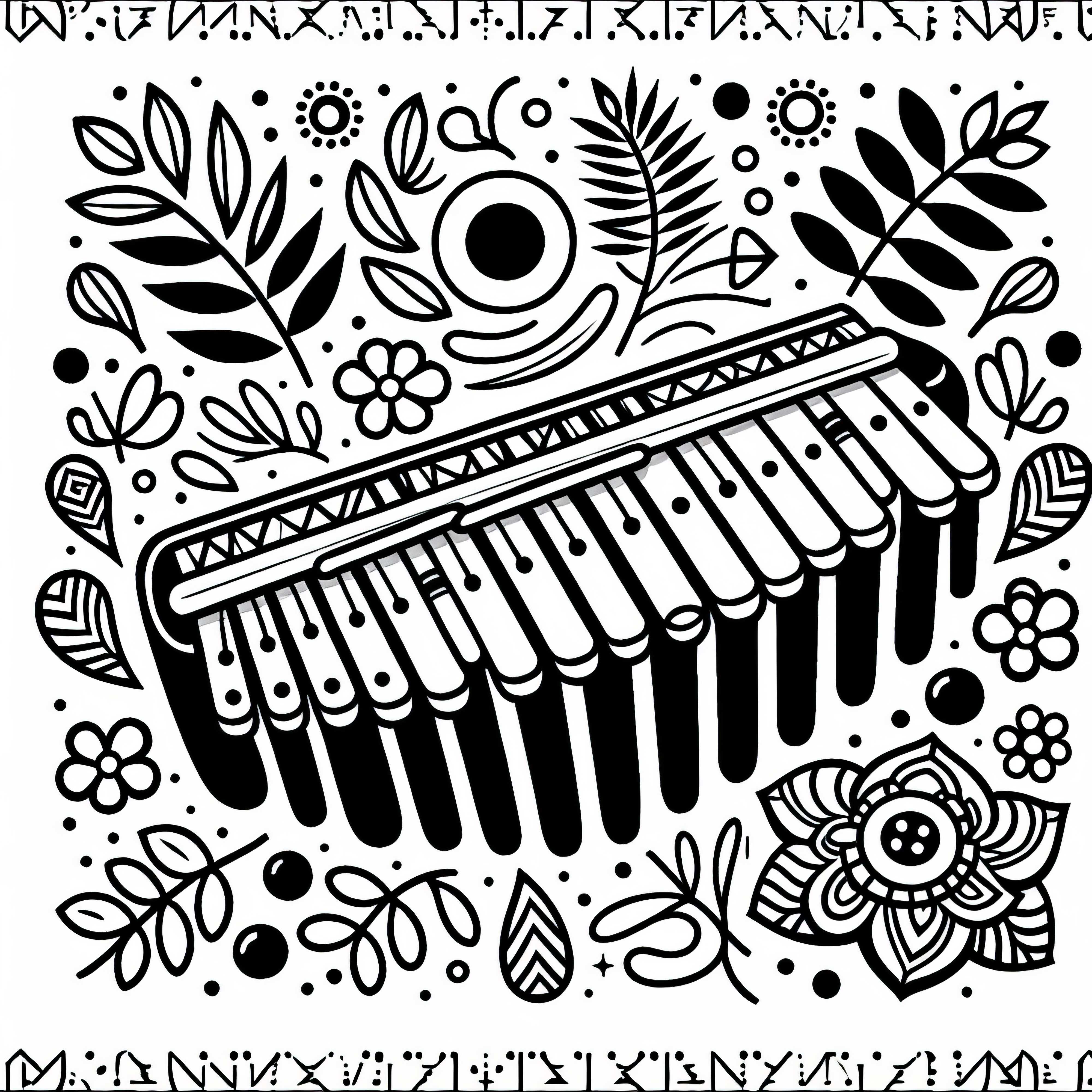 Kalimba coloring page for percussion instruments &ndash; Free download