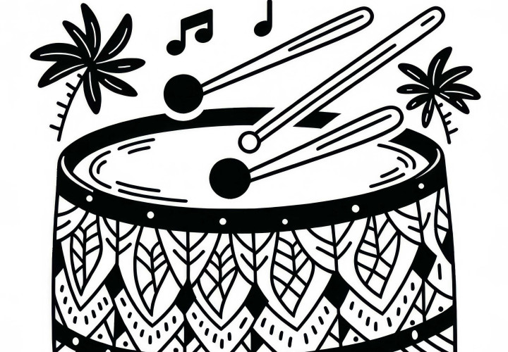 Steel Drum Coloring Template for Percussion Instruments - Download for Free