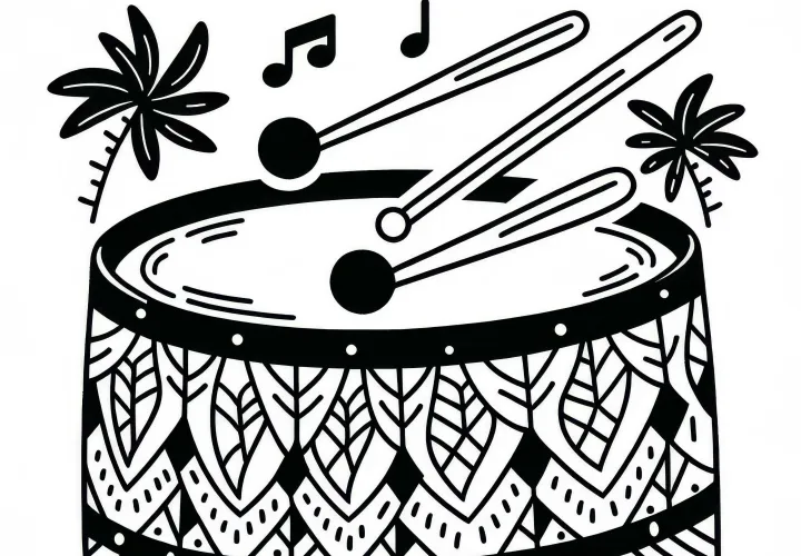 Steel Drum Coloring Template for Percussion Instruments - Download for Free