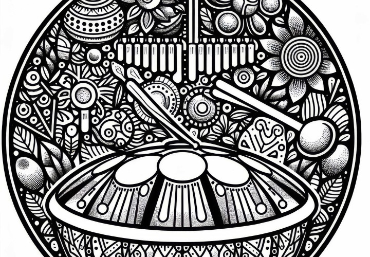 Hang-Handpan coloring template for percussion instruments – Free