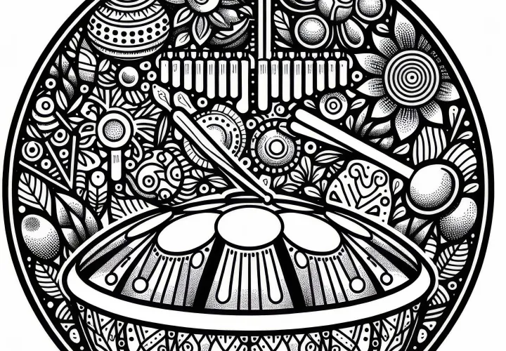 Hang-Handpan coloring template for percussion instruments – Free