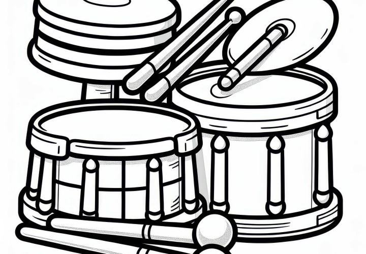 Drumsticks coloring page for percussion instruments - Free accessory