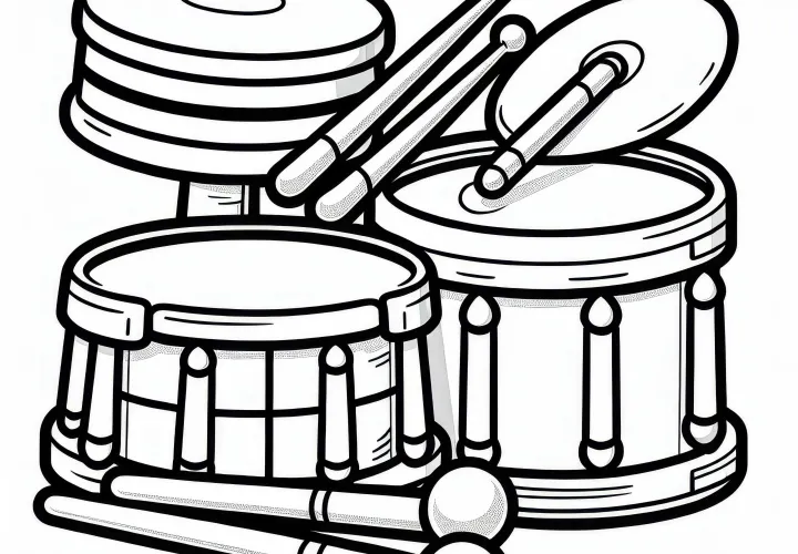 Drumsticks coloring page for percussion instruments - Free accessory