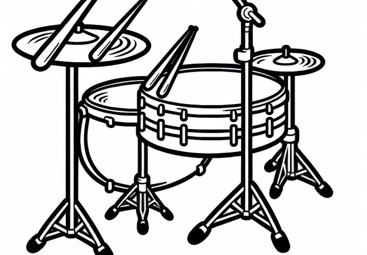 Cymbal Stand Coloring Page for Percussion Instruments Free