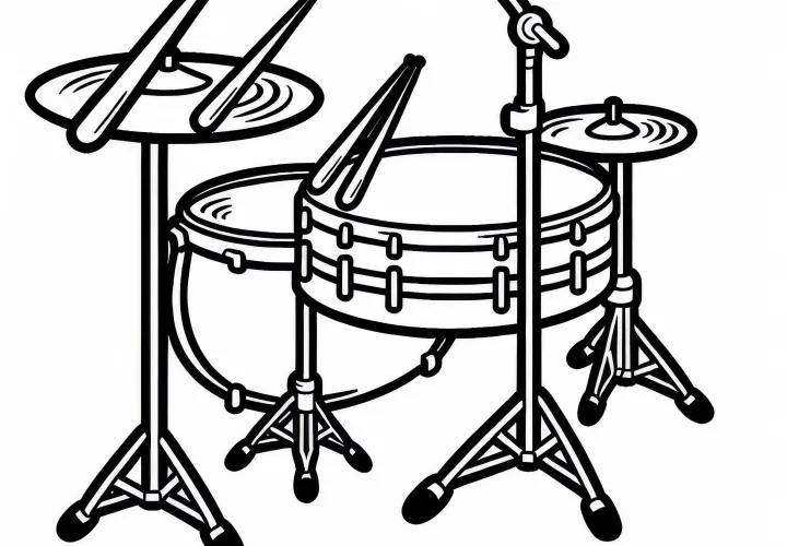 Cymbal Stand Coloring Page for Percussion Instruments Free