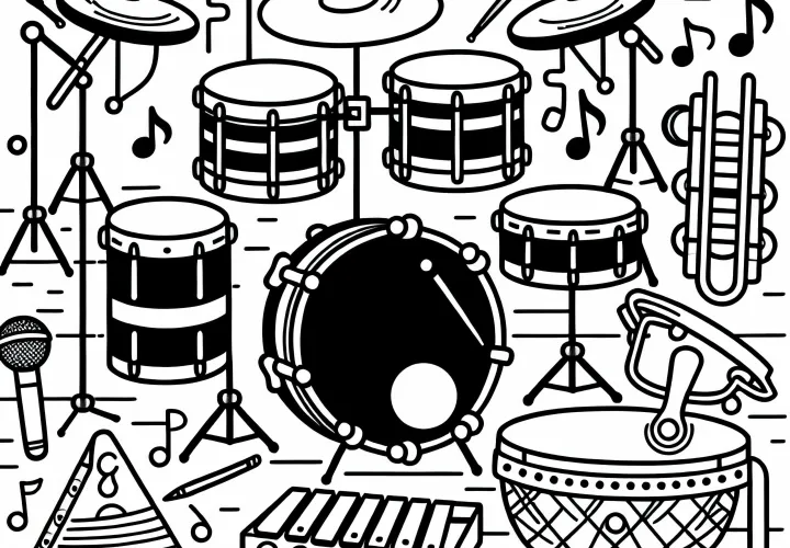 Coloring page percussion set – Free accessories for percussion instruments