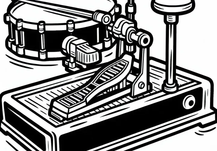 Drum pedal coloring page for percussion instruments – Free accessory coloring