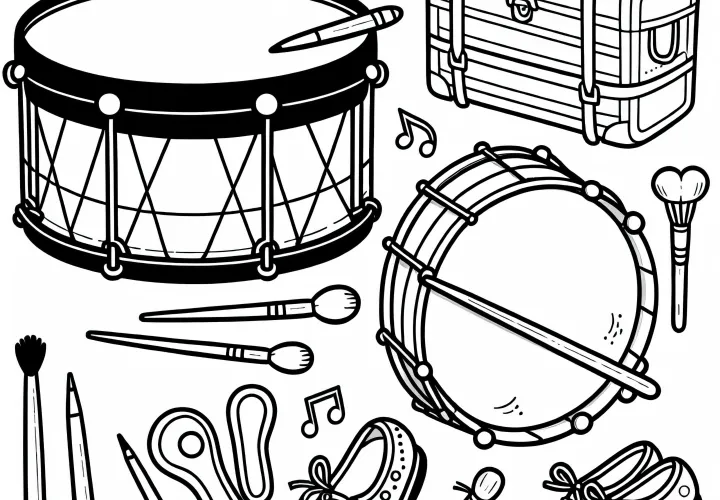 Coloring page of a drum case - Free accessories for percussion instruments