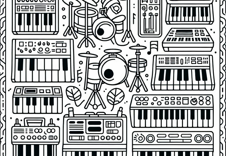 Electronic Instruments Coloring Page Free