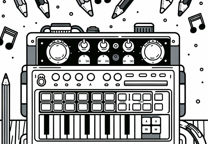 Drum machine coloring template - Electronic instrument free
