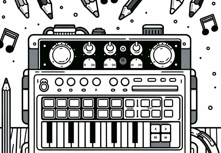 Drum machine coloring page - Electronic instrument free