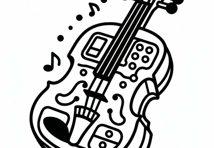 E-Violin Coloring Page – Electronic Instrument Free