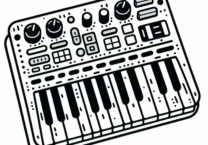 High-quality coloring page of a MIDI controller - Free coloring picture for electronic instruments