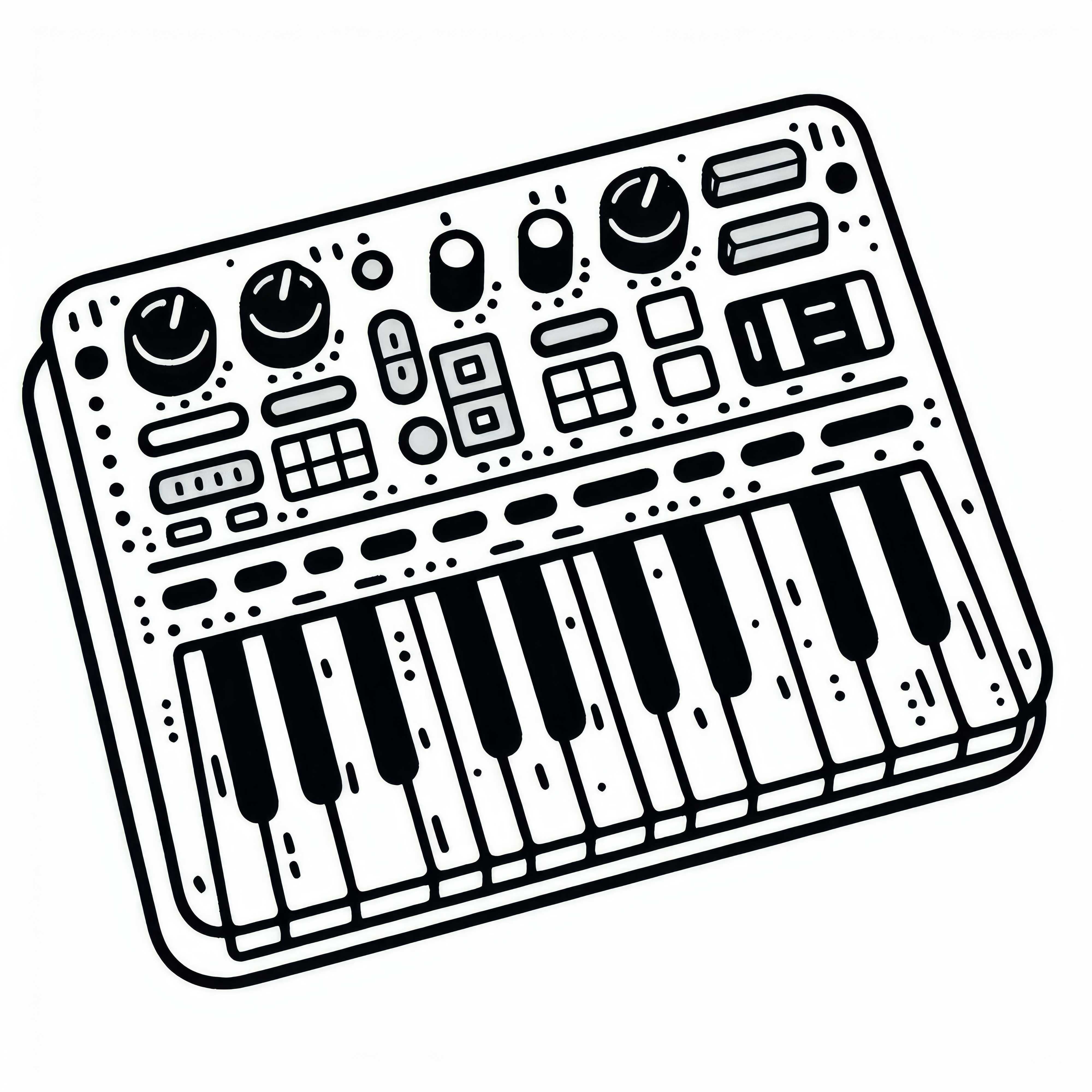 High-quality coloring page of a MIDI controller - Free coloring picture for electronic instruments High-quality coloring template of a MIDI controller - Free coloring page for electronic instruments