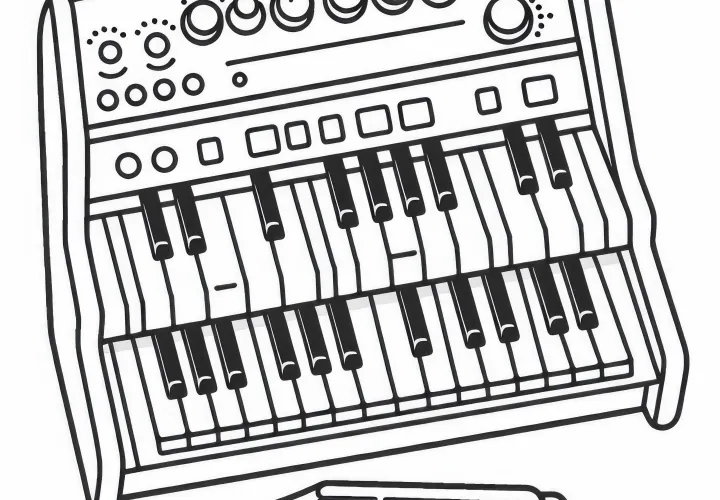 Electronic Organ Coloring Page – Download Electronic Instrument for Free